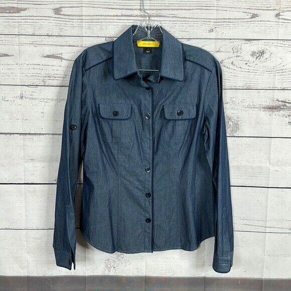 St. John Tops - St John Top Shirt Womens 8 Blue Chambray‎ Denim Western Casual Button Capsule
